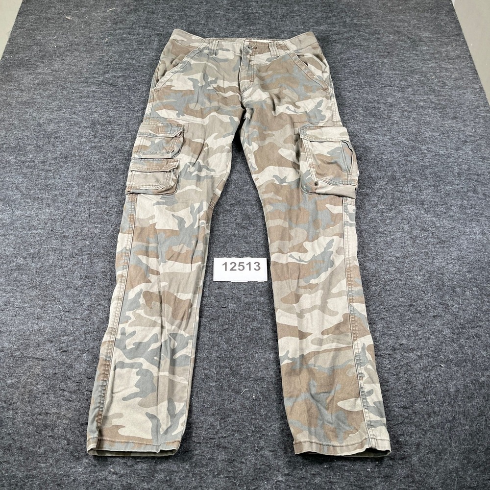 Wrangler Cargo Pants Mens 30x32 Brown Camouflage Cotton Tapered Leg Outdoor